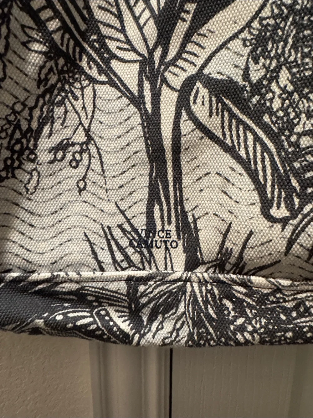 Vince Camuto Black and White Botanical Canvas Tote